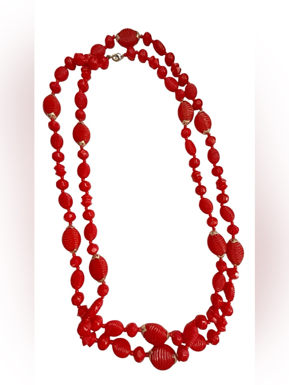 Vintage estate sale Red Beaded Statement Necklace - Women Jewelry